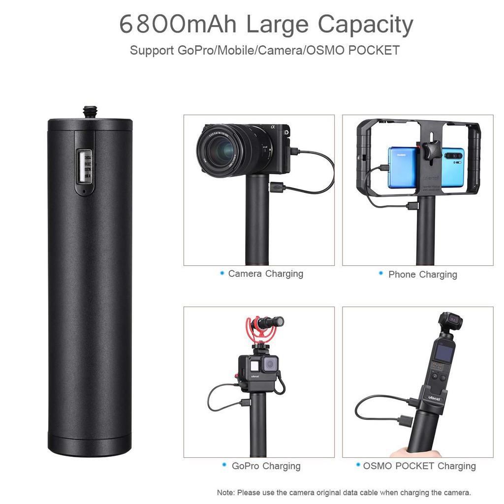 Ulanzi BG-2 6800mAh Po-wer Bank มือจับ 1/4 นิ้วสกรู USB Type-C ชาร์จพอร์ตอลูมิเนียมอัลลอยด์ #8