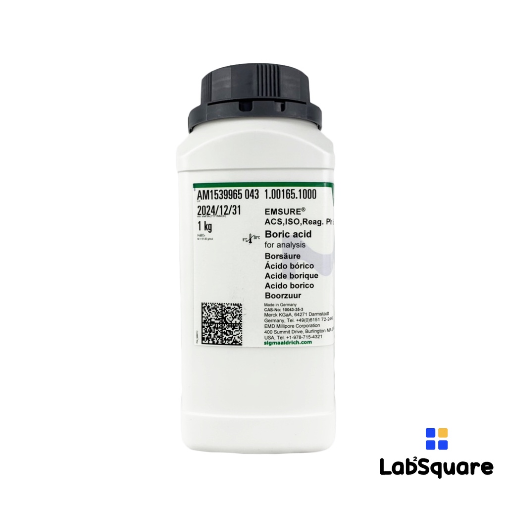 Boric Acid กรดบอริก ขนาด 1KG สำหรับงานวิเคราะห์ EMSURE® ACS,ISO,Reag. Ph Eur. ยี่ห้อ Merck #100165 #