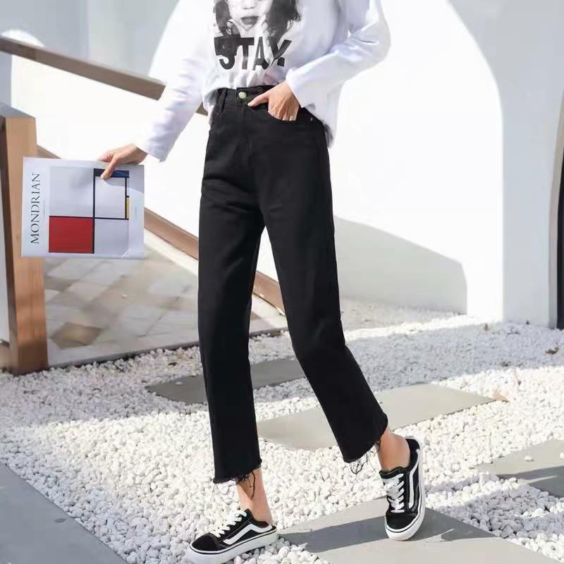 💥YH#N525💥มีไซส์ S-2XL💥 กางเกงยีนส์เอวสูง สไตล์เกาหลี กางเกงยีนส์ขายาวดีไซน์สวยๆ รูปที่ 5