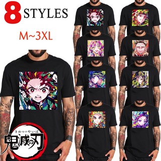 เสื้อโอเวอร์ไซ - แฟชั่นใหม่โพลีเอสเตอร์พิมพ์เสื้อยืด Demon Slayer Tanjirou เสื้อยืดแขนสั้นอะนิเมะเส