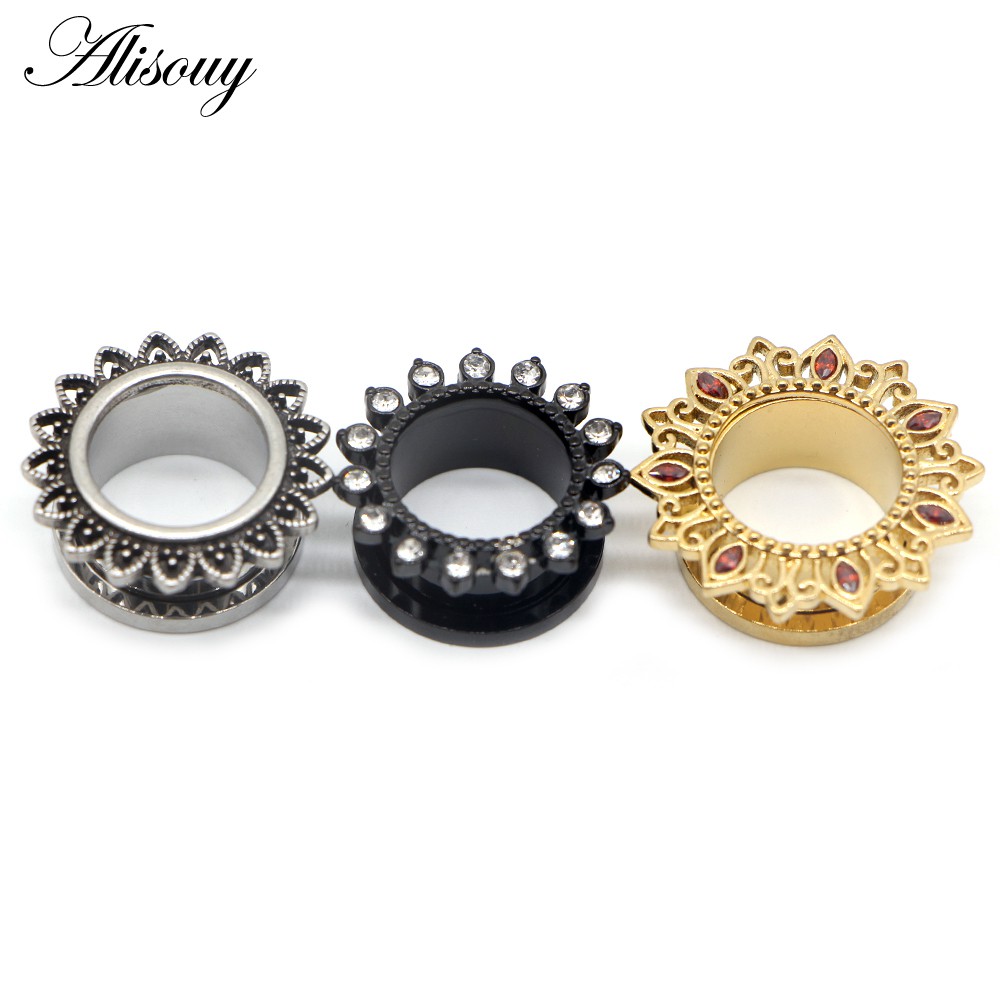 Alisouy 2PCS ใหม่อุโมงค์หูเครื่องวัด Dangle ปลั๊กวัดอุโมงค์สแตนเลส Earlets Stretchering เจาะปลั๊กอุโมงค์ชุด