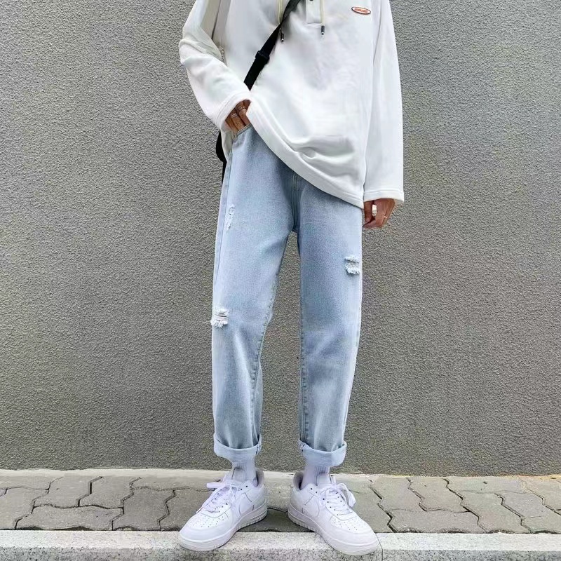 กางเกงยีนเต่อขาดเข่า Fashion Jeans man กางเกงยีนส์ชาย กางเกงยีนส์ลายขาด แฟชั่น ทรงเข้ารูป K257