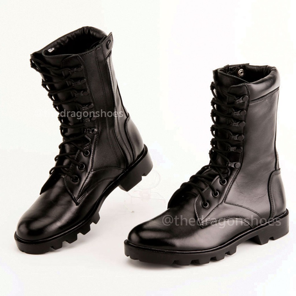 The dragon shoes รุ่นCZ9 รองเท้าคอมแบดหนังวัวแท้ติดซิปข้าง 9รู บูททหารหนังวัวแท้ (ไม่ต้องเผื่อไซส์) - รูปที่ 4