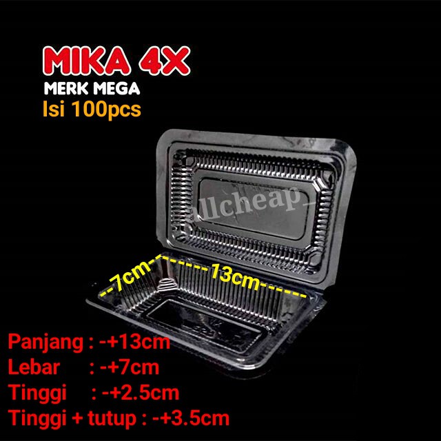 100 ชิ้นอาหารใส MICA MEGA MICA 4X ฟู้ดเกรด MICA กล่องสําหรับเค้กข้าว 4X