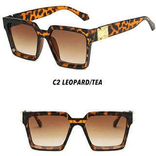 FS🔥💯🇹🇭 มะนาวเรียกพี่ Leopard Sunglasses แว่นกันแดดผู้หญิงกรอบสี่เหลี่ยมใหญ่ลายเสือดาว แถมซองแว่นตากันน้ำ