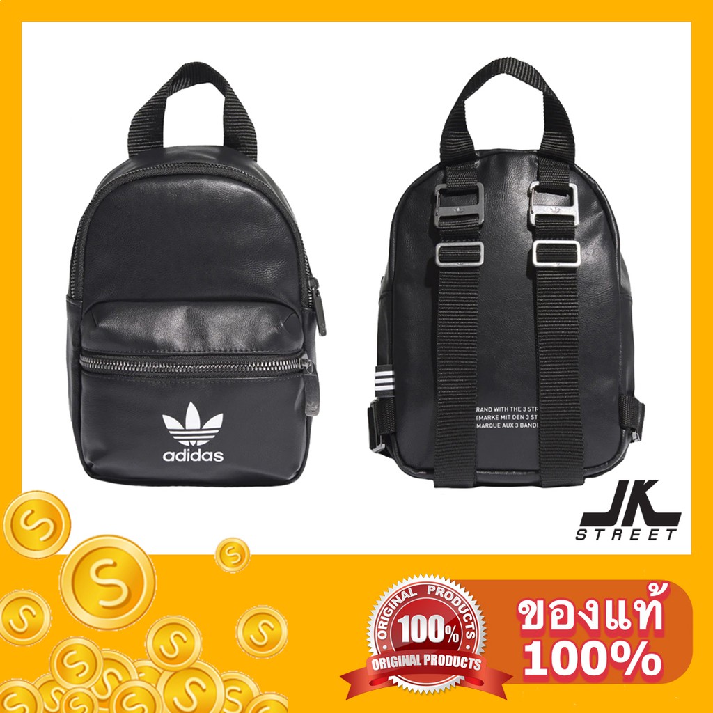[SOLD OUT] กระเป๋า เป้เล็ก adidas Mini Backpack ED5882 หนังสีดำ Black ของแท้ ป้ายช็อปไทย