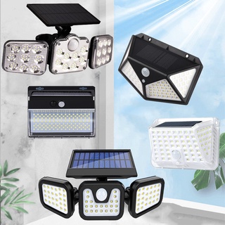 ไฟติดผนังโซล่าเซลล์ ไฟเซ็นเซอร์ Solar motion sensor light 100LED ใช้พลังงานแสงอาทิตย์ ไฟติดผนังเซ็นเซอร์ 3 โหมด