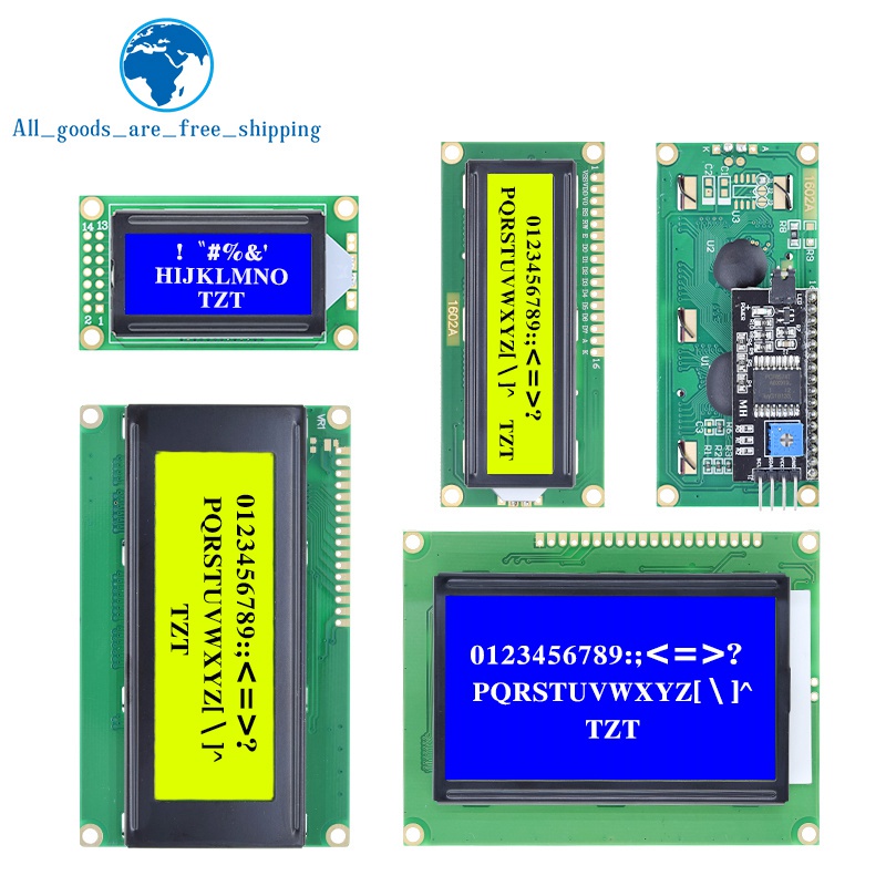 โมดูลหน้าจอ LCD สีฟ้า สีเขียว สําหรับ Arduino 0802 1602 2004 12864 UNO R3 Mega2560 PCF8574T IIC I2C