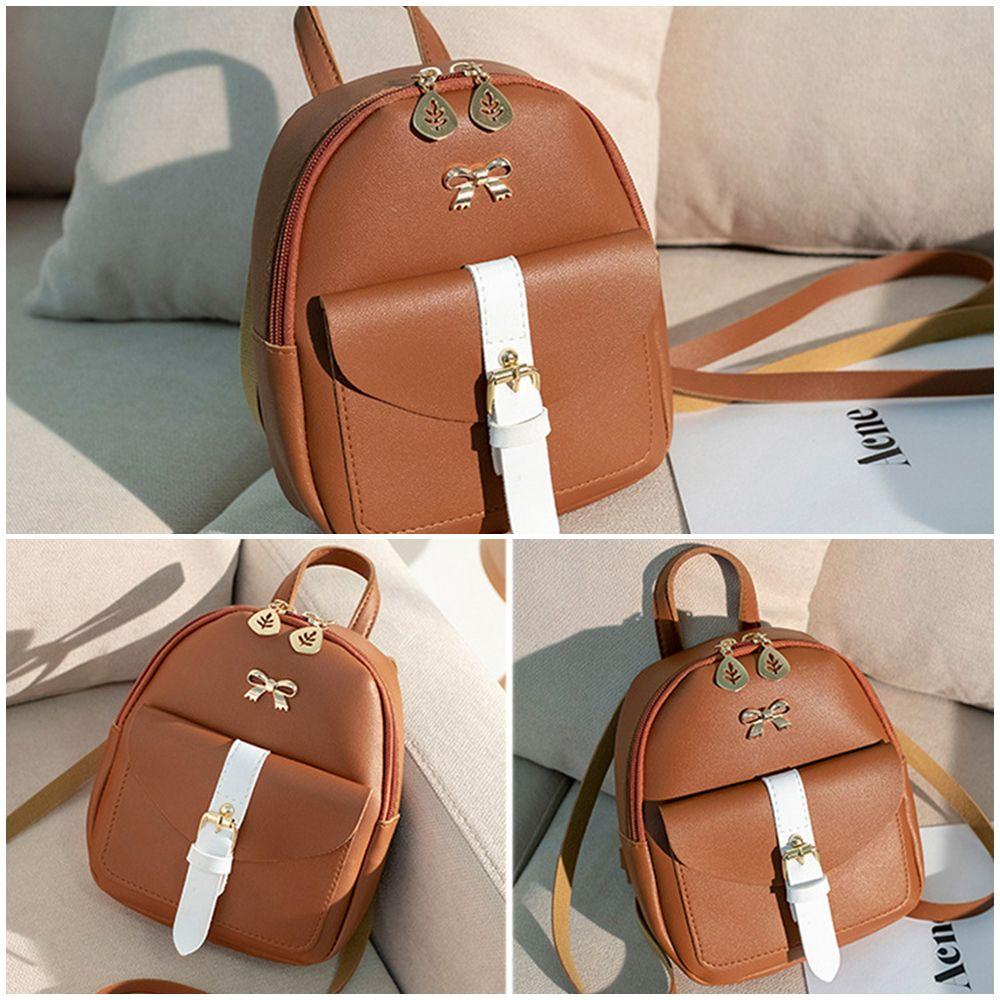 Eutus กระเป๋าเป้สะพายหลัง ขนาดเล็ก น่ารัก สวยหรู โบ ผูกปม ใบไม้ กลวง - รูปที่ 4