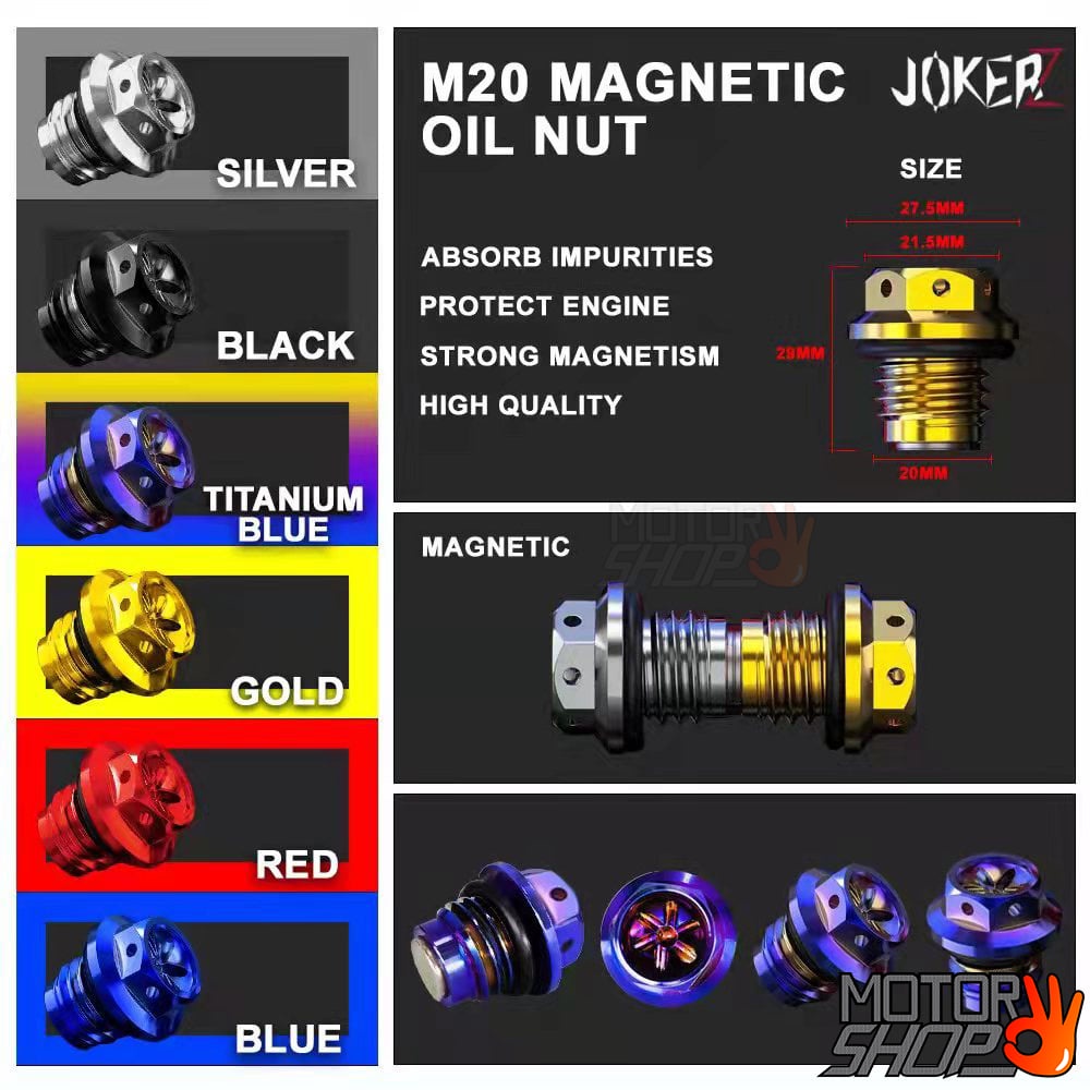 Jokerz UNIVERSAL MAGNETIC PLUG OIL LEVEL CAP OIL GAUGE CAP DRAIN BOLT NUT PLUG M20 MAGNET แม่เหล็กเค