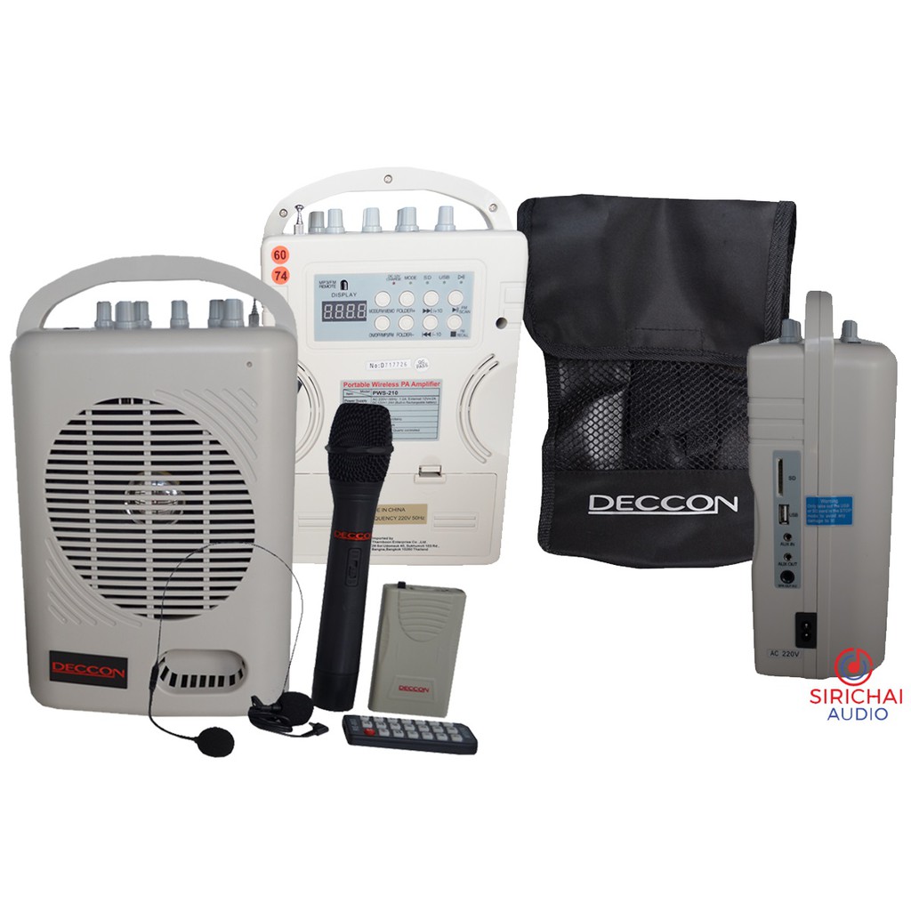 ตู้ขยายเสียงพกพา DECCON รุ่น PWS210 ไมค์ลอย2ตัว แบตในตัว