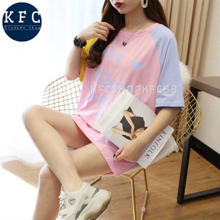 🌟KFC🌟🌈เสื้อโทนสีพาสเทล🌈แขน2สี หรือเป็นมินิเดรสก็ได้ พร้อมส่ง #201