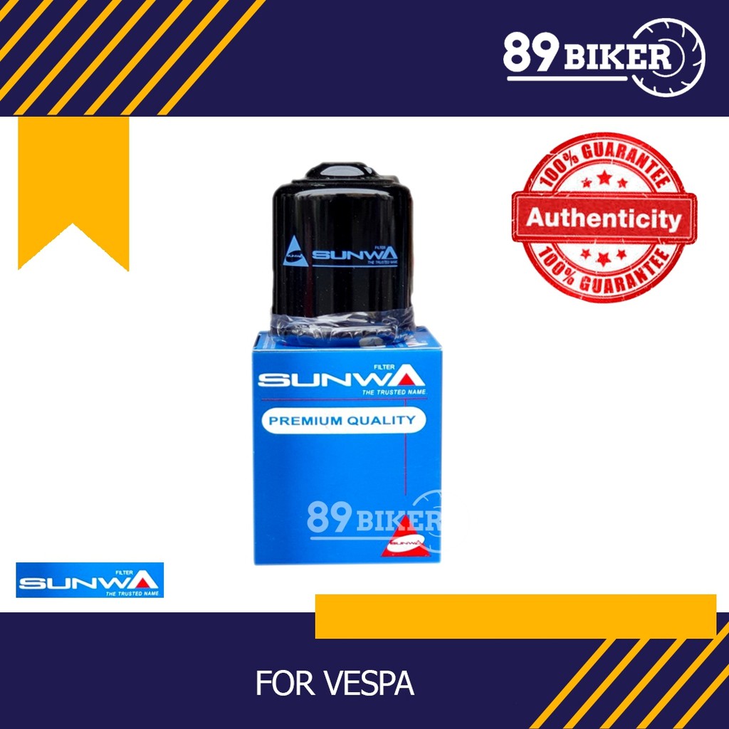 กรองน้ำมันเครื่องVespaทุกรุ่น ตราSUNWA  ของแท้100%ใช้สำหรับสกู๊ตเตอร์VESPA 125,150,300 cc ทุกรุ่น