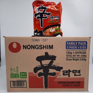 🍜ขายยกลัง มาม่าเกาหลี 1 ลัง 40 ห่อ ชินรามยอน Shin Ramyun บะหมี่กึ่งสำเร็จรูป จินรามยอน จินราเมง ยอลรามยอน 신라면