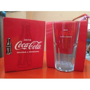 แก้วโค้ก พร้อมกล่อง สถาพสะสมนะคะ ก้นจีบ Coca Cola 15cm รุ่นเก่า  (ของใหม่) ของแท้ งานสะสม ขนาด16 ออน