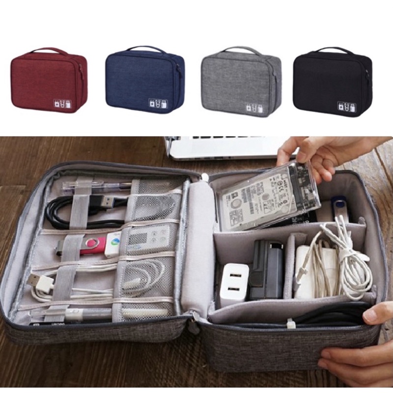 ส่งทันที🔥รุ่นผ้าหนา 6 สี กระเป๋าอเนกประสงค์ เก็บสายหูฟัง USB Storage Bag