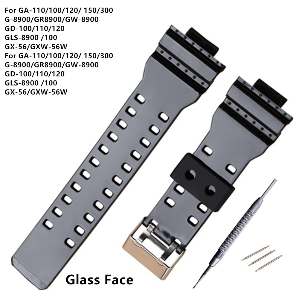 สายนาฬิกา ชนิดยางซิลิโคน สีดำ กันน้ำ ขนาด 16 มม. อุปกรณ์เสริมสำหรับ Casio G Shock