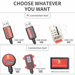 สาย USB-UART / สายเคเบิล USB-485 / แผงแสดงความจุแบตเตอรี่สำหรับแผงป้องกันแบตเตอรี่ Daly Smart