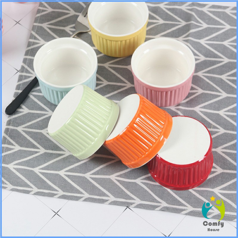 Comfy ถ้วยพุดดิ้ง สีสันแคนดี้ ชามเซรามิค ทนต่ออุณหภูมิสูง Baking mold - รูปที่ 3