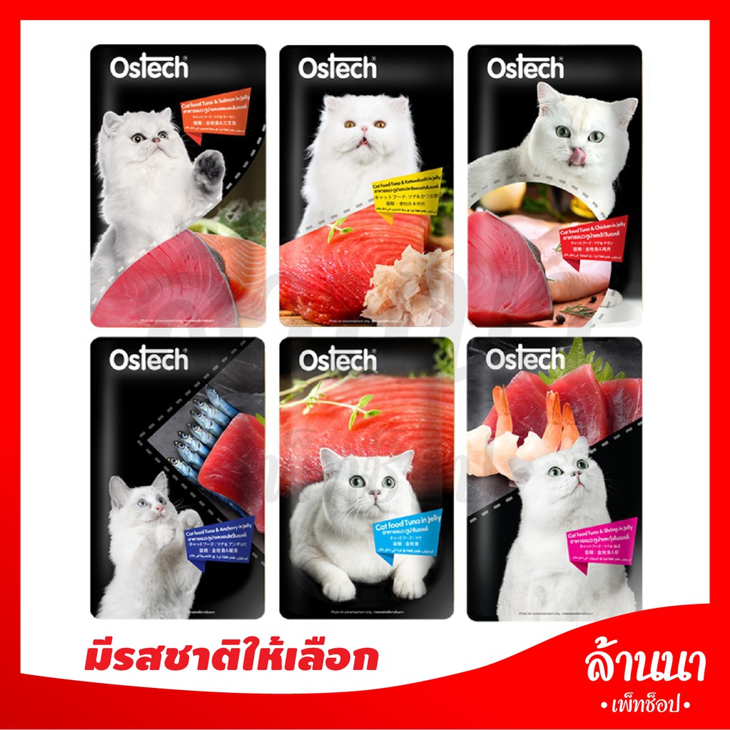 อาหารแมวซอง เพาว์แมว Oshech 80g.(12ซอง)
