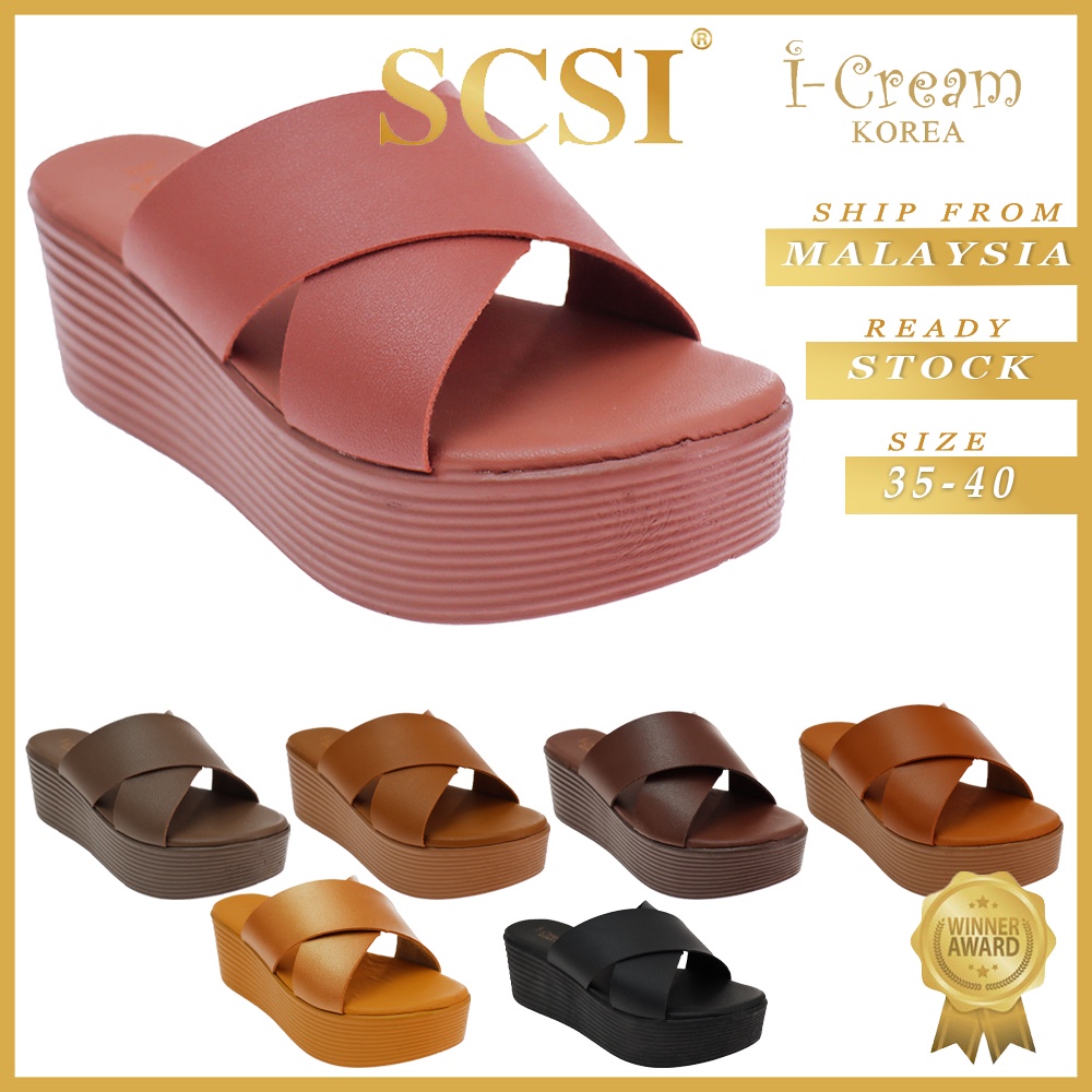 [ขนาด 4-9] SCSI I-Cream Korea Wedges Sandal Women Platform / Wedges Women Sandal Perempuan / Platfor