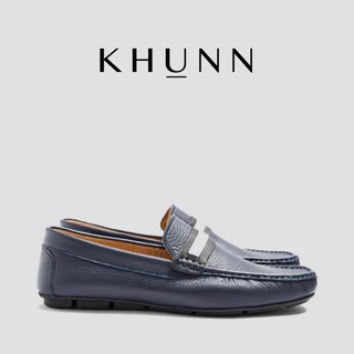 KHUNN (คุณณ์) รองเท้าหนังชาร์มัวแท้ รุ่น Navy สี DARK BLUE สีกรม