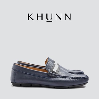 ราคาKHUNN (คุณณ์) รองเท้าหนังชาร์มัวแท้ รุ่น Navy สี DARK BLUE สีกรม