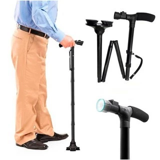 buybuytech Magic Cane with LED ไม้เท้า ไม้ค้ำยัน ไม้เท้าช่วยพยุง พับได้มีไฟฉาย LED ในตัว Lights รุ่น MagicCane-55a-Song
