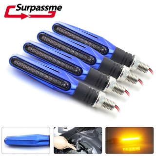 2 Pairs Universal Motorcycle LED Turn Signal Light Indicator Flasher Light Flexible Amber Blinker Lamp Light for Moto mo