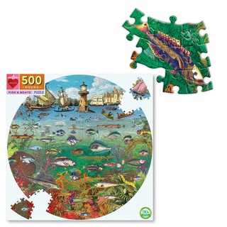 eeBoo Fish &amp; Boats 500 Piece Round Puzzle - จิ๊กซอว์รูปปลาและเรือ แบบ 500 ชิ้น