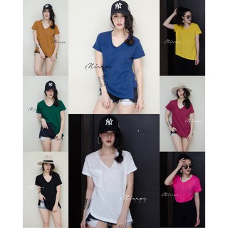 เสื้อยืดสีพื้นคอวี basic tee basic wear