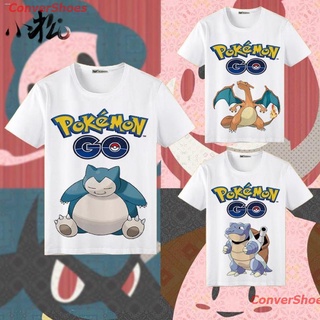 เสื้อยืดลำลอง Cosplayเสื้อผ้าโปเกม่อน Pokemon Pikachu การ์ตูนอะนิเมะอุปกรณ์ต่อพ่วงแขนสั้นเสื้อยืดคู่รัก Sports T-shirt