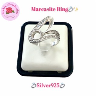 แหวนเงินแท้925 ประดับมาร์คาไซท์( Marcasite Band  Ring)