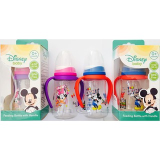 MICKY MOUSE ขวดนมมิ้กกี้เมาส์ 4 ออนซ์ +แขนจับ 1 ชิ้น สีชมพู ฟ้า