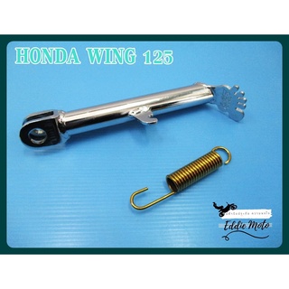 HONDA WING125 SIDE STAND &amp; "GOLD" SPRING SIDE STAND SET  // ขาตั้งข้าง รูปเท้า ชุบโครม พร้อม สปริงขาตั้งข้าง สีทอง