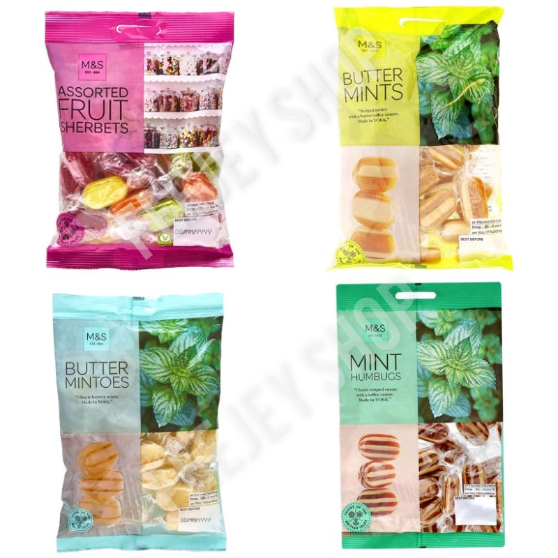 m&s ลูกอม Mark & Spencer รสมินท์ ลู ไม้ ขนาด 225กรัม
