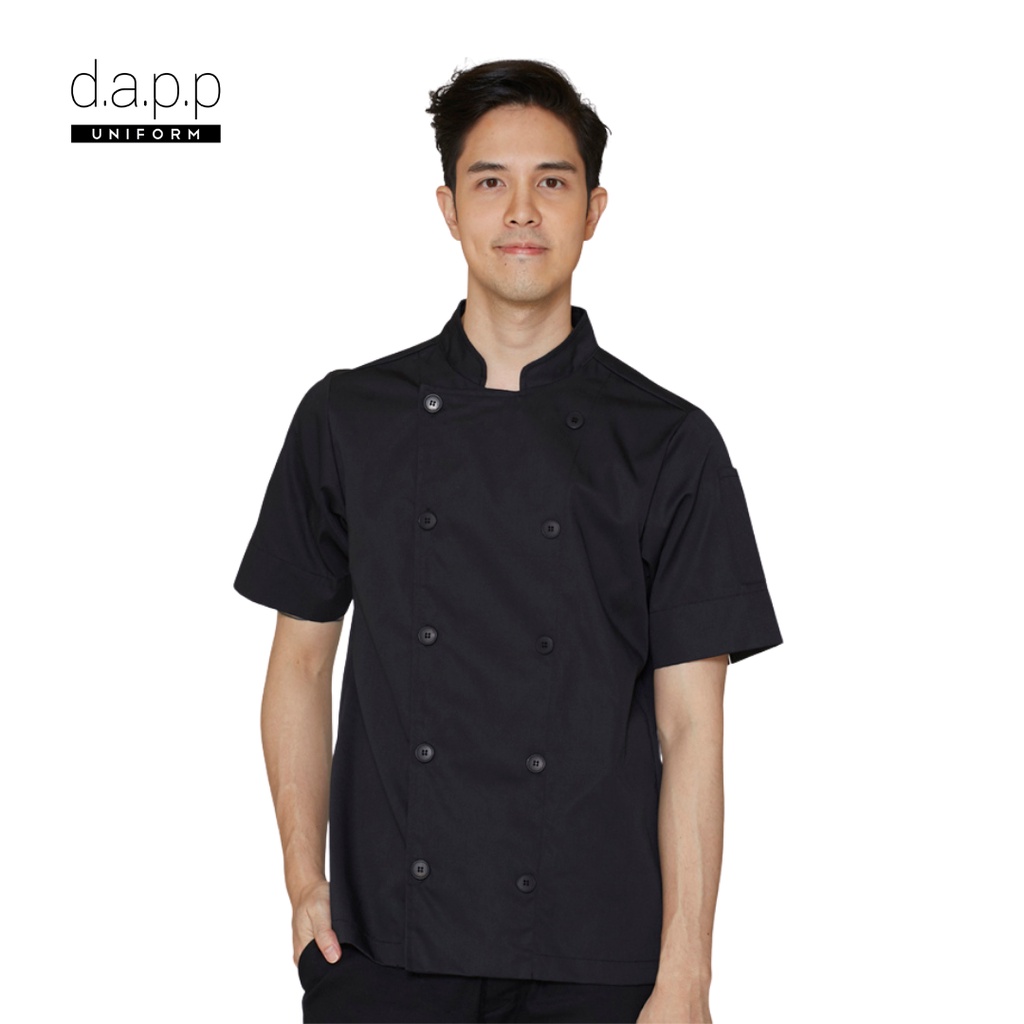 dapp Uniform เสื้อเชฟ เสื้อกุ๊ก แขนสั้น รุ่น Sam สีดำ (TJKB1913DPS)
