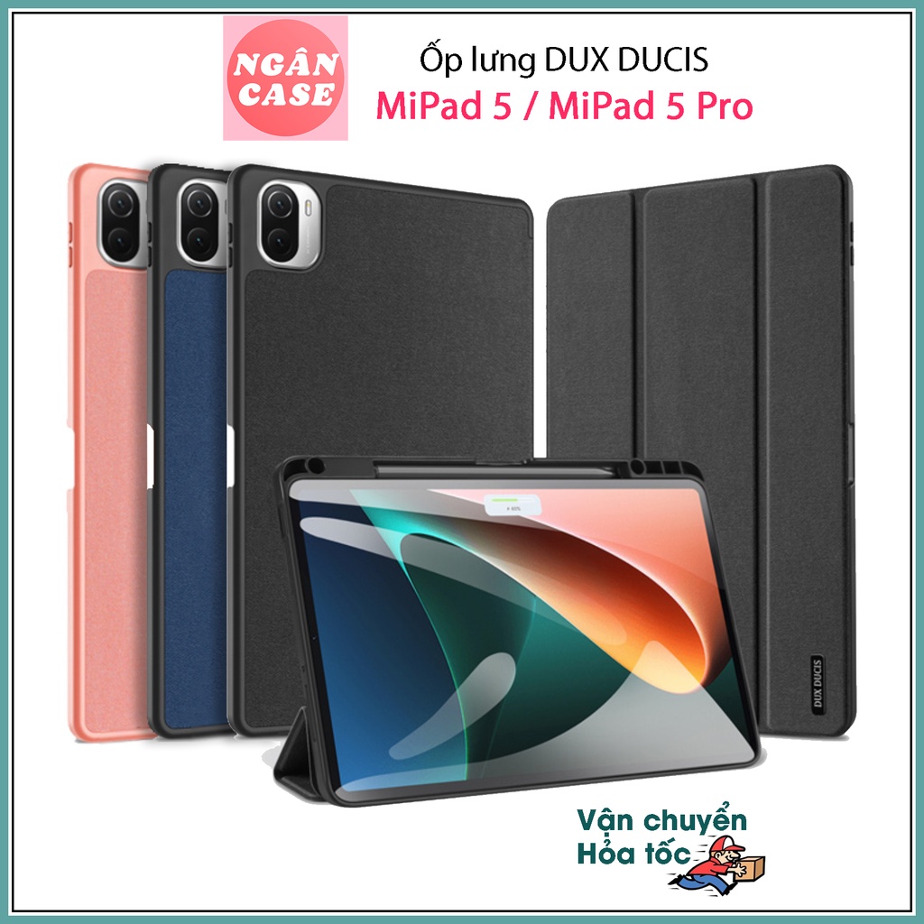 DUX DUCIS เคสหนังสําหรับ Xiaomi MiPad 5/ MiPad 5 Pro (11 นิ้ว) - ฝาหลัง TPU แบบนุ่ม ที่ใส่ปากกา (DOM