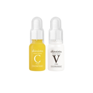 [เซ็ต2ชิ้นสุดคุ้ม] - Skinsista Vit C Booster 15 ml +V white Booster 15 ml เซ็ตผิวแลดูขาวกระจ่างใส ไร้จุดด่างดำ แบบเร่งสปีด