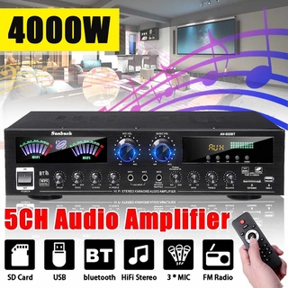 Sunbuck 4000W เครื่องขยายเสียงโฮมเธียเตอร์ 5 ช่อง Bluetooth Home Power Amplifier เสียงสเตอริโอ Amplificador จอแสดงผล LCD