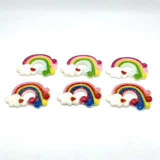 เรชิน สายรุ้งกากเพชร 🌈แพ็ค 6 ชิ้น (คละ 2 สี) อุปกรณ์DIY ทำเครื่องประดับ #c017