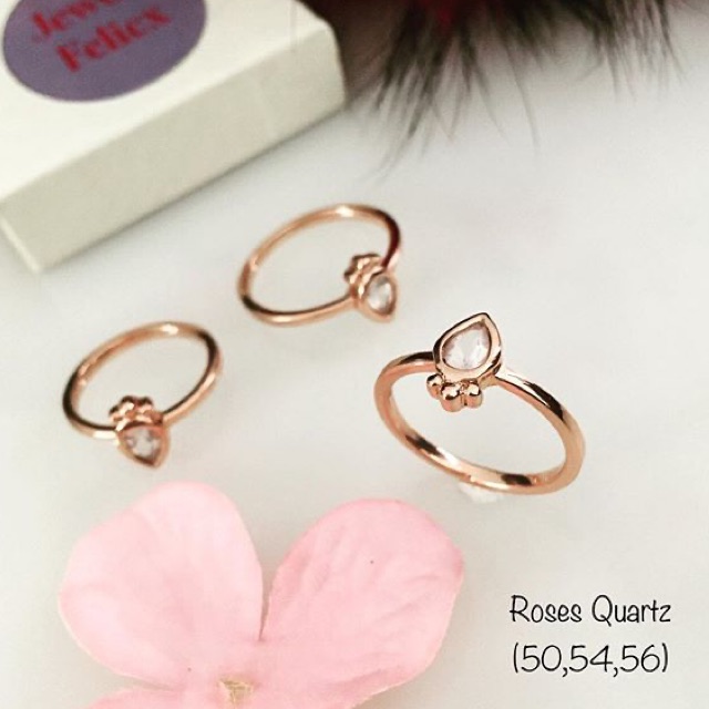แหวนเงินแท้ ฝัง Rose Quartz ชุบpink gold