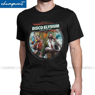 แขนสั้นcrew neckเสื้อยืดคอกลม แขนสั้น ผ้าฝ้าย พิมพ์ลาย Disco Elysium Kitsuragi Rpg Game พลัสไซซ์ สไตล์วินเทจ สําหรับผู้ช