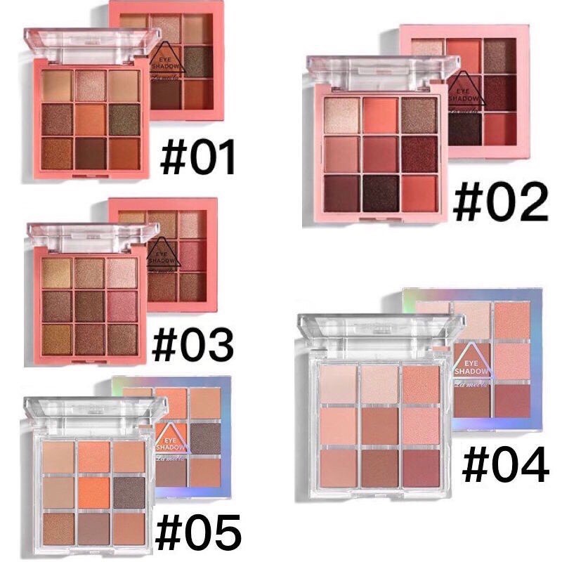 E04 Lameila พาเลททาตาอายแชโดว์ 9 สี เนื้อใยไหม เนื้อแมทประกายชิมเมอร์ เนื้อดี สีสวย สไตล์เกาหลี Eye shadow 9 color