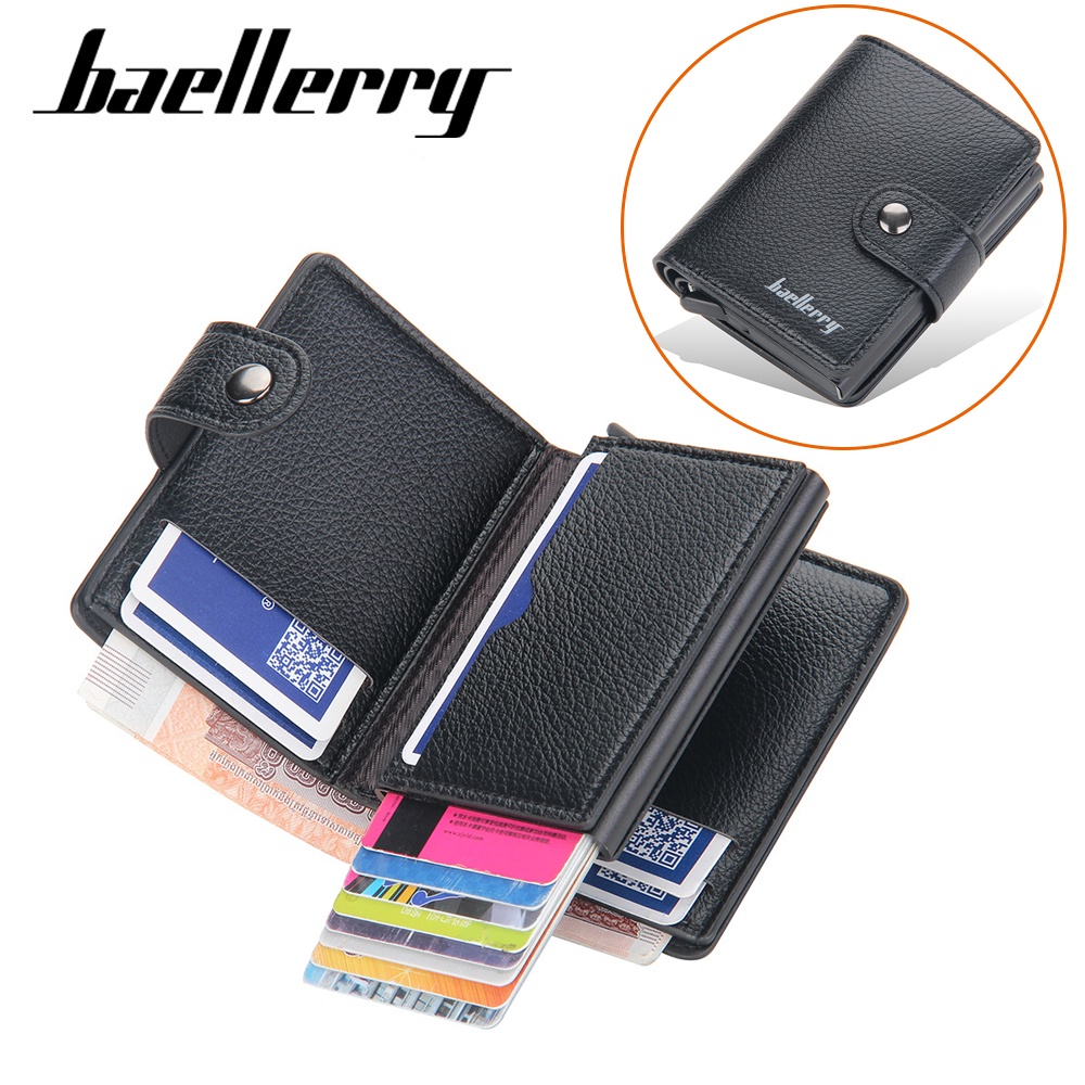 Baellerry RFID กระเป๋าสตางค์ อลูมิเนียม ใส่บัตรได้ ป้องกันการโจรกรรม อัตโนมัติ ส