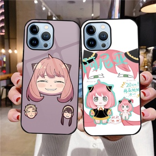 เคสโทรศัพท์มือถือกระจกนิรภัย แบบแข็ง ลายการ์ตูนอนิเมะ Spy×Family สําหรับ iPhone 13 Pro Max 11 12 iPhone 7 8 Plus X XS