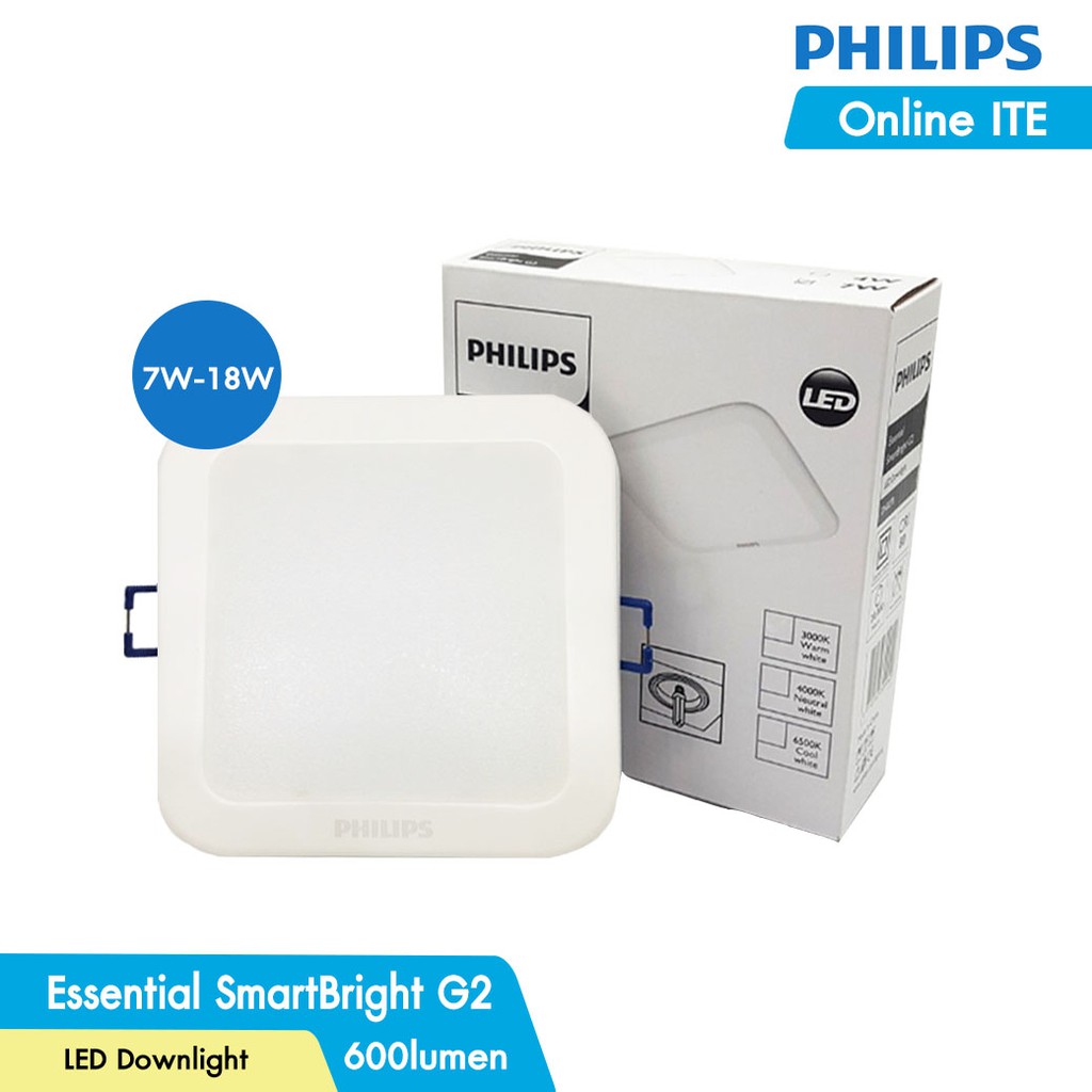 PHILIPS LED PANEL สี่เหลี่ยม ฝังฝ้า รุ่น Essential SmartBright G2 LED DN027B 4 นิ้ว 7W Cool White 40