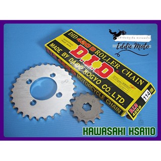 KAWASAKI KSR110 (14T) FRONT ​&amp; (30T) REAR SPROCKET &amp; "DID" DRIVE CHAIN (420D-114RB) // สเตอร์หน้า สเตอร์หลัง พร้อมโซ่