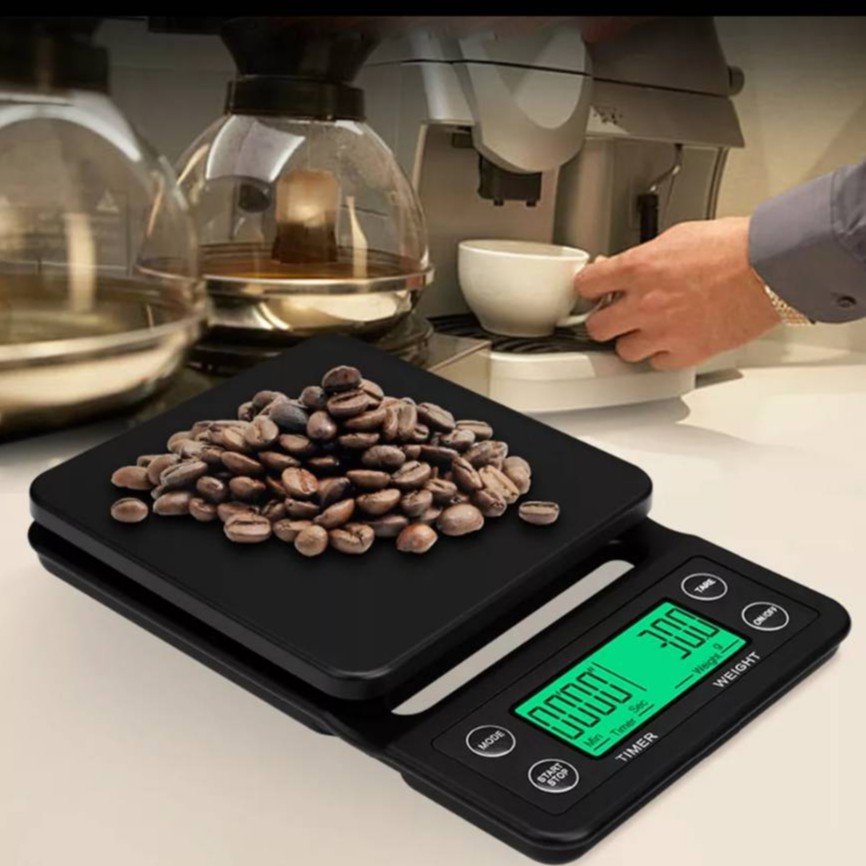 เครื่องชั่งดิจิตอล อิเล็กทรอนิกส์ Digital KITCHEN Scale 3 kg/0.1gจอแสดงผล LCD กลั่นกาแฟเครื่องชั่งน้ำหนักกับเสื่อ,สีดำ