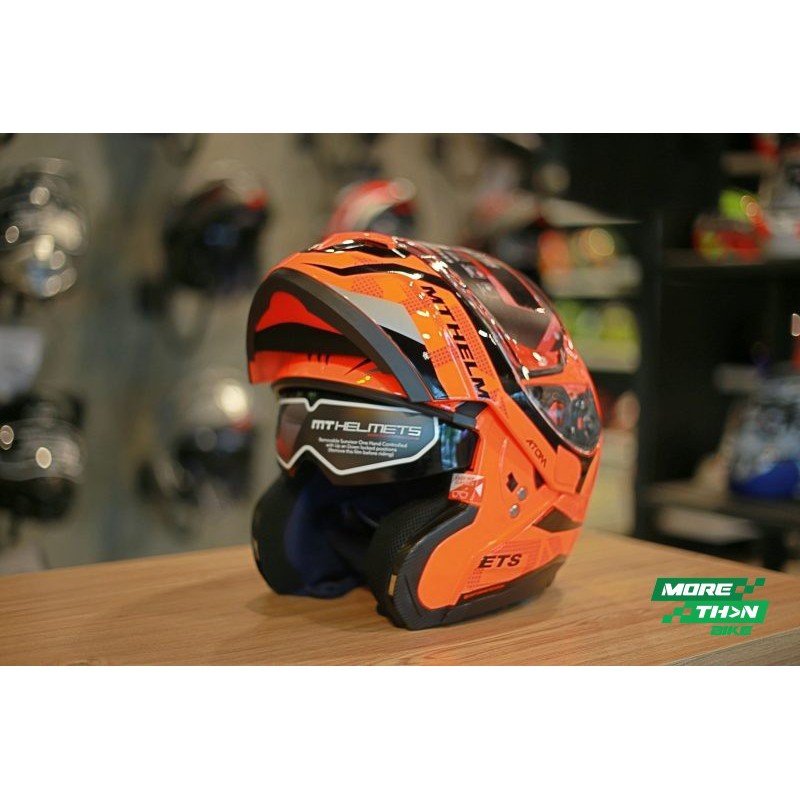 หมวกกันน็อคยกคาง MT HELMETS ATOM SV DIVERGENCE G1 GLOSS FLUOR ORANGE